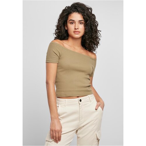 Urban Classics Women&amp;#039;s t-shirt in khaki color with a stretched shoulder Slike