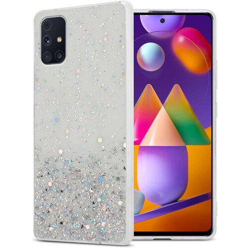 Cadorabo Ohišje, združljivo z Samsung Galaxy M31s in prozorna z bleščicami - Zaščitni ovitek iz prožnega silikona TPU s svetlečimi bleščicami, (20860106) Cene