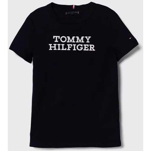 Tommy Hilfiger Otroška bombažna kratka majica mornarsko modra barva