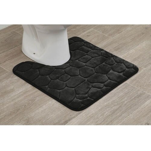 Tendance Tepih za kupatilo pebble 50x50 cm memorijska pena mikrofiber crna Slike