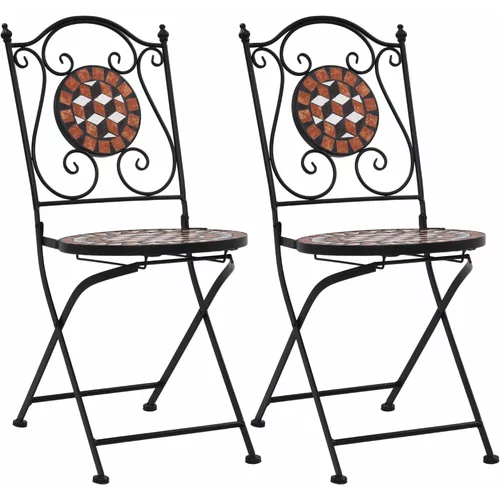 Bistro stolice s mozaikom 2 kom smeđe keramičke