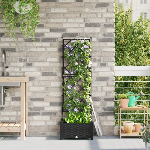 VidaXL Vrtne sadilice Crna Plastična Smola 40 x 40 x 125.5 cm Sadilice Slike