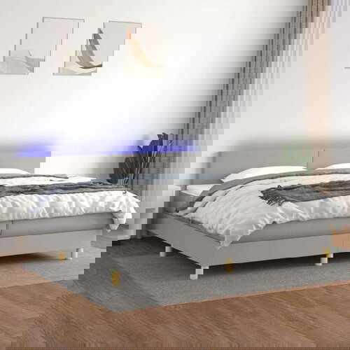  Box spring postelja z vzmetnico LED sv. siva 200x200 cm blago, (20789241) Slike