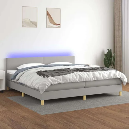  box spring s madracem LED svjetlosivi 200x200 cm tkanina