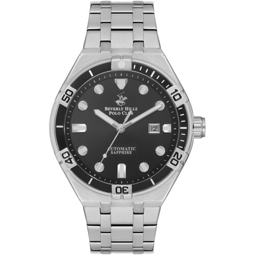 Beverly Hills Polo Club Muški ručni sat, Automatski mehanizam, 44 mm, Crno kućište, Srebrne boje BP3575X.350 Cene