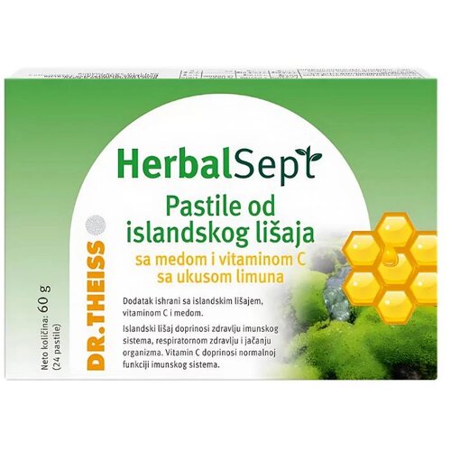 Dr. Theiss pastile namenjen dizanju imuniteta, respiratornom sistemu i jačanju organizma herbalsept, islandski lišaj, 24 pastile Cene