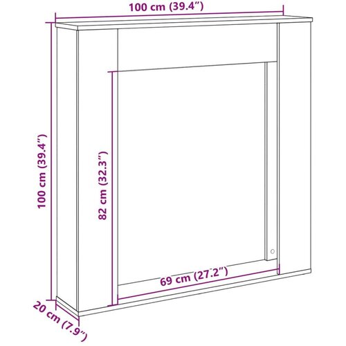 vidaXL Okvir za kamin dimljeni hrast 100x20x100 cm inženirski les Cene