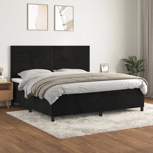 vidaXL Box spring postelja z vzmetnico črna 200x200 cm žamet Cene