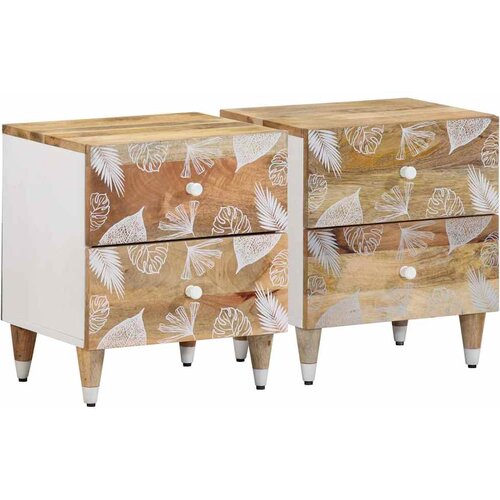 Furnova Nočne omarice 2 kosa 40x33,5x46 cm Masivni les Mango, (21927777) Cene