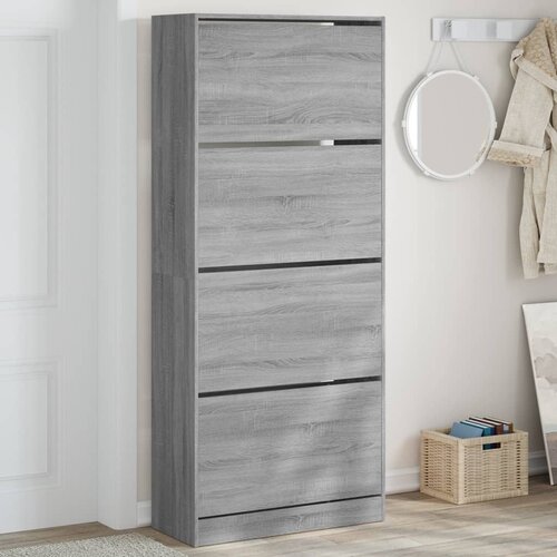 VidaXL Omarica za čevlje s 4 predali siva sonoma 80x34x187,5 cm Slike