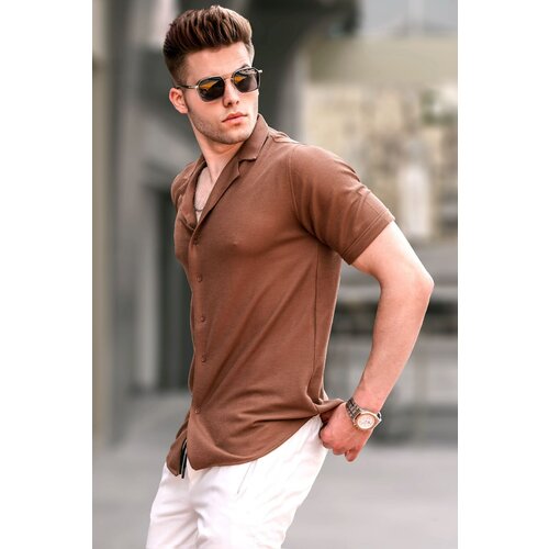 Madmext Men's Brown Short Sleeve Shirt 5500 Slike