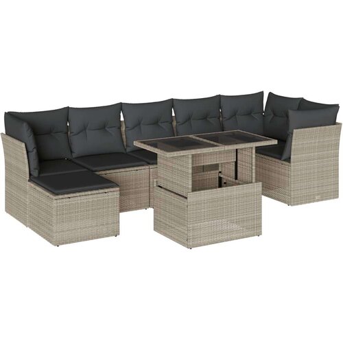 VidaXL 8-dijelni set vrtnih sofa od poliratana s jastucima svjetlosivi Slike