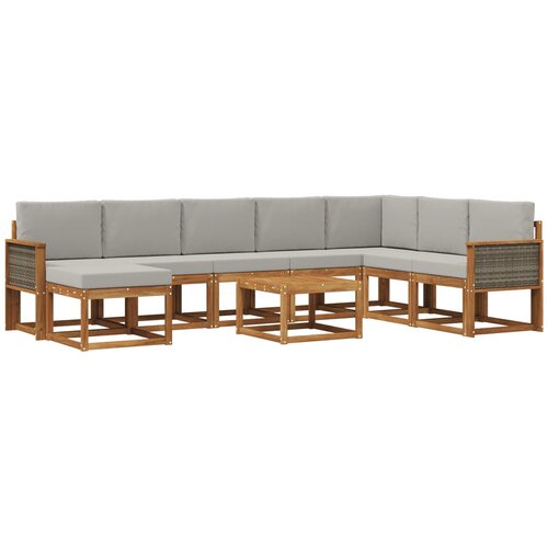 vidaXL Zunanja garnitura za sedenje 9 pcs Naravna in svetlo siva, (5000282208) Cene