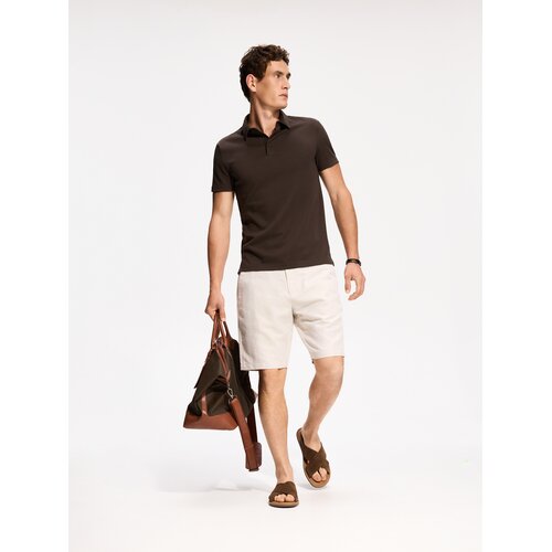 Reserved Slim polo-majica - tamnosmeđe Cijene