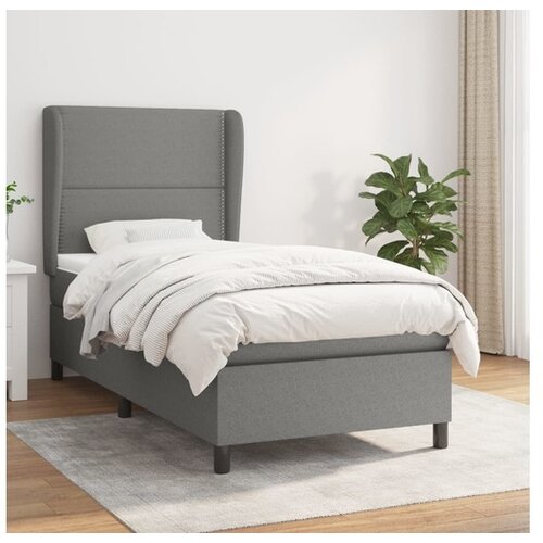  Box spring postelja z vzmetnico temno siva 100x200 cm blago Cene