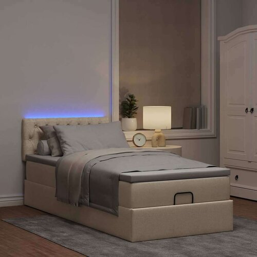vidaXL Otomanska postelja z vzmetnico krem 100x200 cm blago Cene