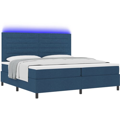 vidaXL postelja s škatlo in vzmetnico & LED modra 200x200 cm tkanina, (22067303) Cene