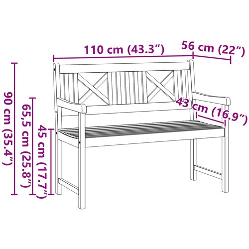  Vanjska klupa Prirodna 110 x 56 x 90 cm Čvrsto drvo akacije Slike