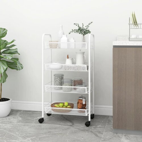 vidaXL Kuhinjska kolica s 4 razine bijela 46 x 26 x 85 cm željezna Cijene