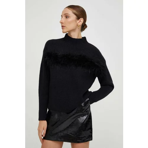 Answear Lab Vuneni pulover boja: crna, topli, s poludolčevitom