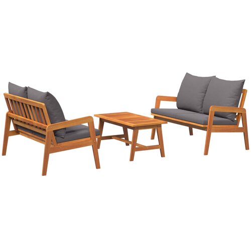 Bistro set s jastukom 3 pcs Smeđa Čvrsto drvo akacije Cijene