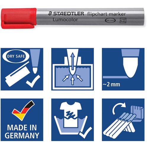 Marker flipchart 2mm lumocolor staedtler 356-2 rdeč Slike