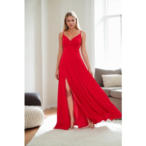 Dewberry 74886 Rope Strap Slit Evening &amp;amp; Graduation Dress-RED Slike