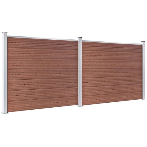 VidaXL set panela za ogradu WPC 353 x 146 cm smeđi Slike