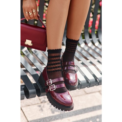 FB3 Women&amp;#039;s Lacquered Burgundy Strap Shoes Terione Slike