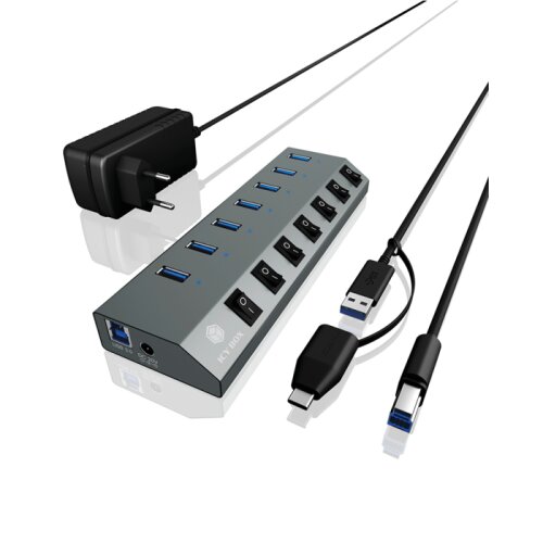 Icybox IB-HUB1701-C3 7-portni USB-A hub s stikali Cene