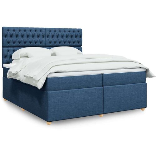 VidaXL Krevet s oprugama i madracem plavi 200 x 200 cm od tkanine Slike