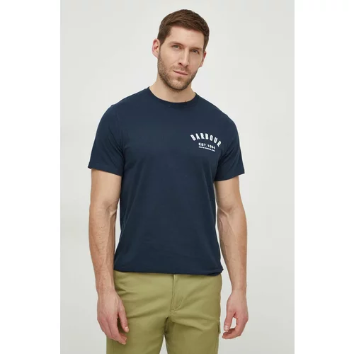 Barbour Pamučna majica za muškarce, boja: tamno plava, s tiskom