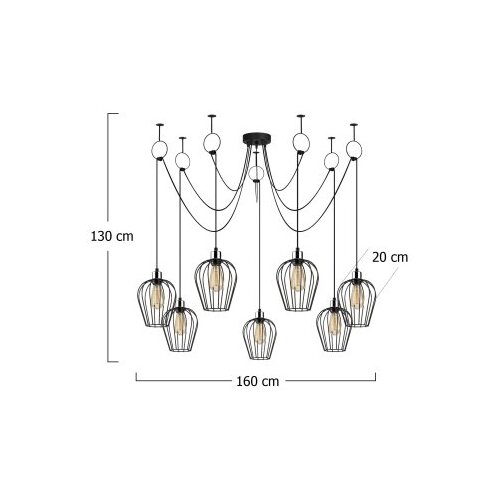 Opviq lights Luster Tel-6696, 160 cm 7xE27 s Slike