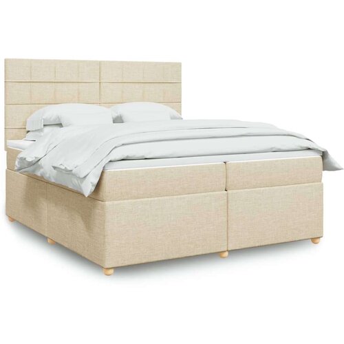 Krevet s oprugama i madracem krem 200 x 200 cm od tkanine Cijene