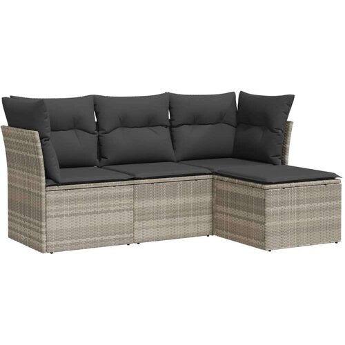 VidaXL 4-dijelni set vrtnih sofa s jastucima svijetlosivi poliratan Slike