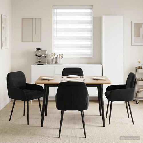 vidaXL Trpezarijske stolice 4 pcs Baršun Crna 59 x 59,5 x 90 cm Cene