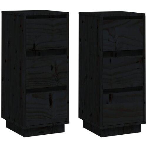 Maison Chic Komoda - Predalnik 2 kosa črna 32x34x75 cm trdna borovina, (21719480) Cene