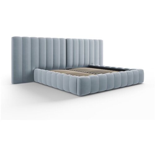 Milo Casa Svijetlo plavi tapecirani bračni krevet s prostorom za pohranu s podnicom 180x200 cm Gina &amp;ndash; Slike