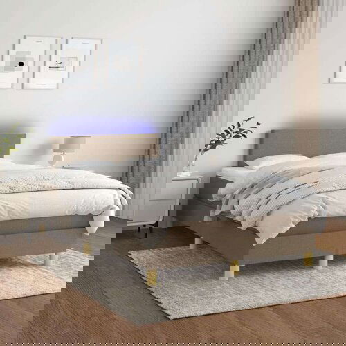  Box spring s madracem LED smeđesivi 120 x 200 cm tkanina Slike