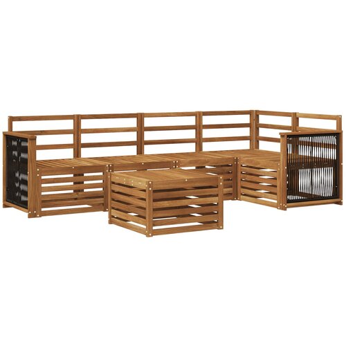 vidaXL Kotna sedežna garnitura 5 pcs Naravna Masiven les akacije, (5000283762) Cene