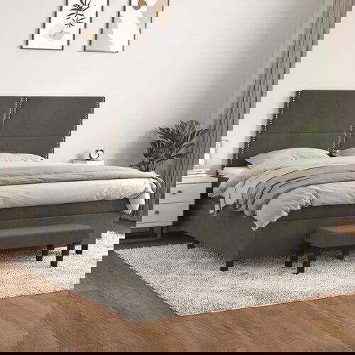  The Living Store Box spring postelja z vzmetnico temno siva 180x200 cm žamet - Box Spring Postelja, (21445882) Slike