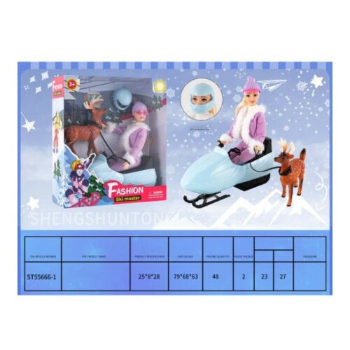 Hk Mini lutka sa devočicom, skijama i sankama ( A070534 ) Slike