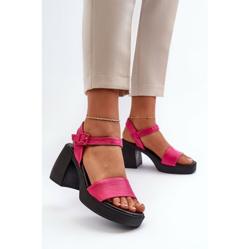 Kesi Zazoo Women's leather sandals on a block of fuchsia Slike