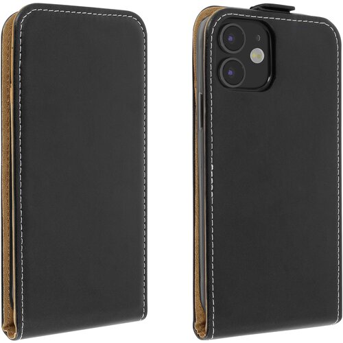 AVIZAR Ovitek za iPhone 12/12 Pro, navpicno preklopno držalo za kartice, gladek ucinek - crn, (20626139) Cene