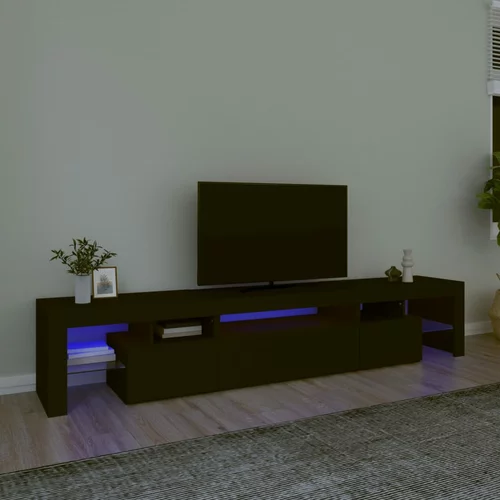 TV ormarić s LED svjetlima crni 215x36,5x40 cm