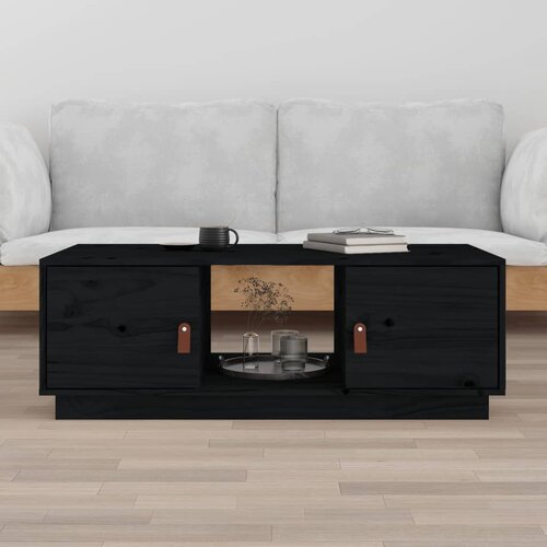 vidaXL Klubska mizica črna 100x50x35 cm trdna borovina Cene