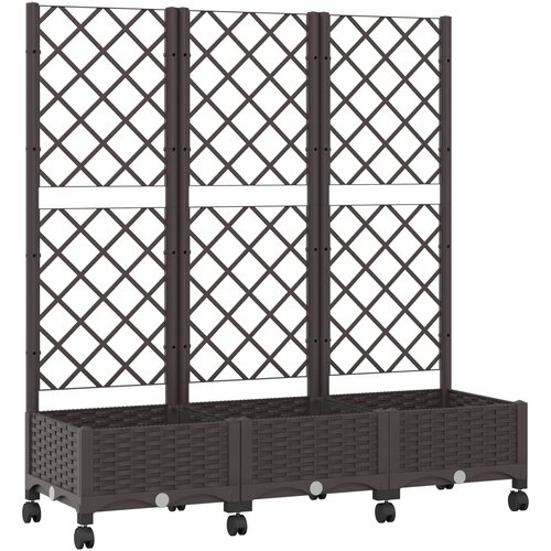  Vrtni saksija s re&amp;scaron;etkom i kotačima Smeđa 120 x 40 x 131,5 cm Slike