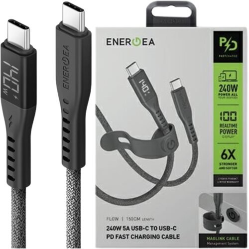 Energea FLOW USB-C V USB-C KABEL 1,5M 240W 5A PD FAST CHARGE ČRN, (21980653) Cene