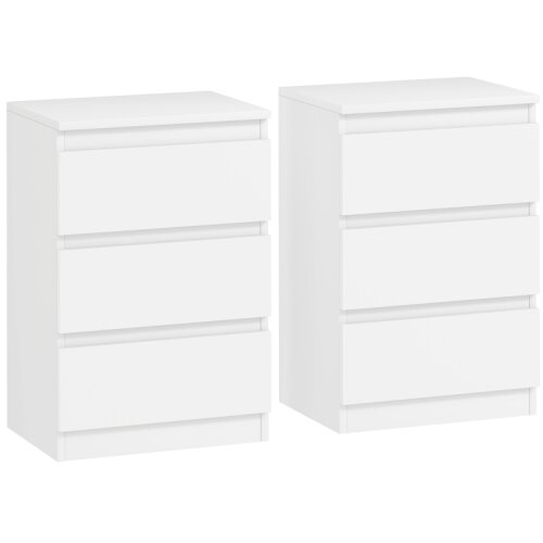 Nesta Set 2 nočnih omaric, bele, s 3 predali, stranski mizici za spalnico in dnevno sobo, 40&times;30&times;59,5 cm, (5000493246) Cene