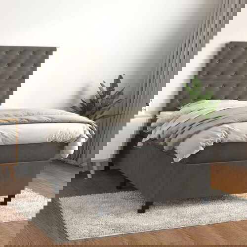 The Living Store Box spring postelja z vzmetnico temno siva 80x200 cm žamet - Box Spring Postelja, (21490680) Cene